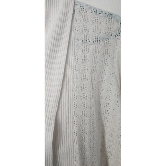 Izod Womens White Swiss Dot Eyelet Cardigan Sweater, Small - Picture 3 of 4